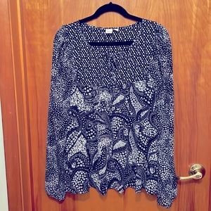 Paisley white and navy Gap sheer top